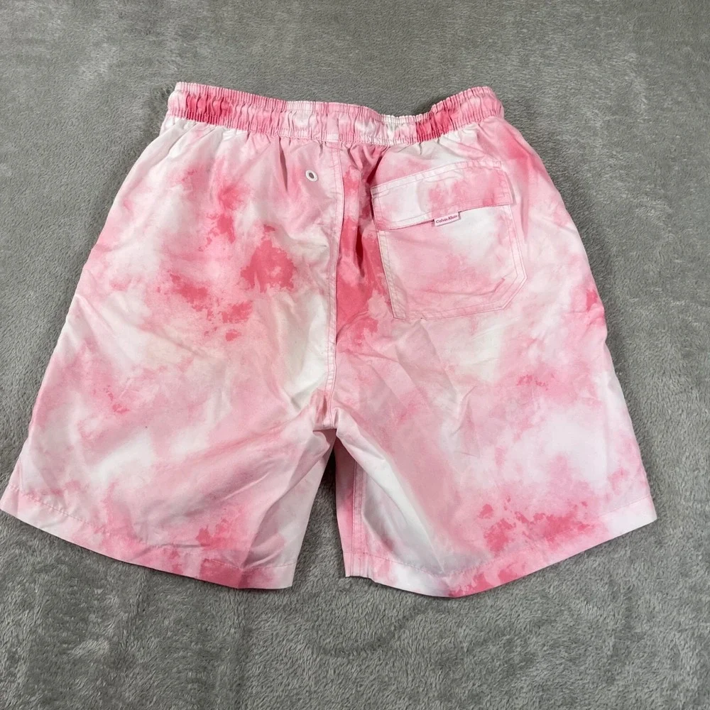 Calvin Klein Swim Trunks Mens Medium Pink Tie Dye‎ 7